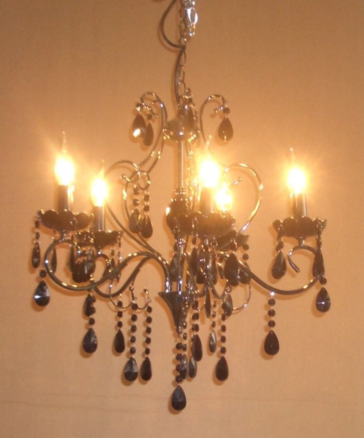 Lampadario classico 5 luci in acciaio colore nero cm Ø 49x65h