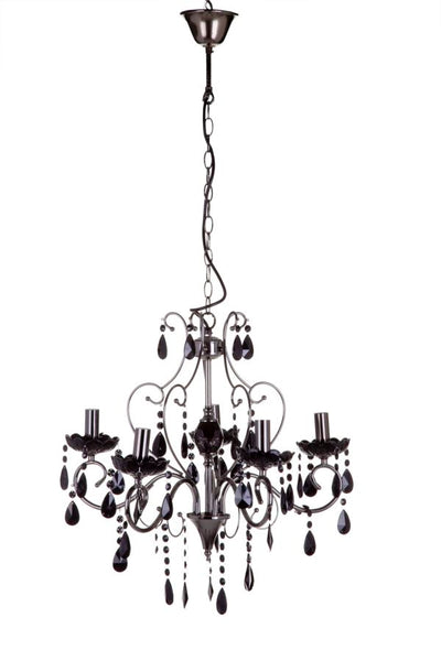 Lampadario classico 5 luci in acciaio colore nero cm Ø 49x65h