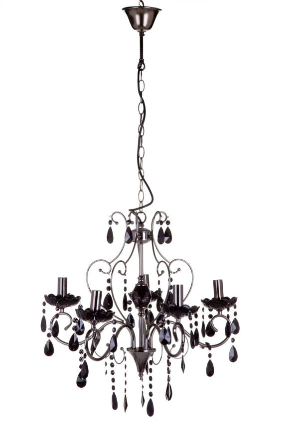 Lampadario classico 5 luci in acciaio colore nero cm Ø 49x65h