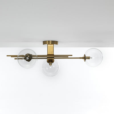 Applique da parete lampadario da soffitto colore ottone con 3 sfere cm 23x20x74h