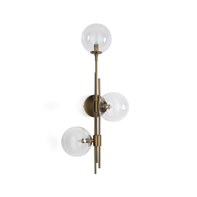 Applique da parete lampadario da soffitto colore ottone con 3 sfere cm 23x20x74h