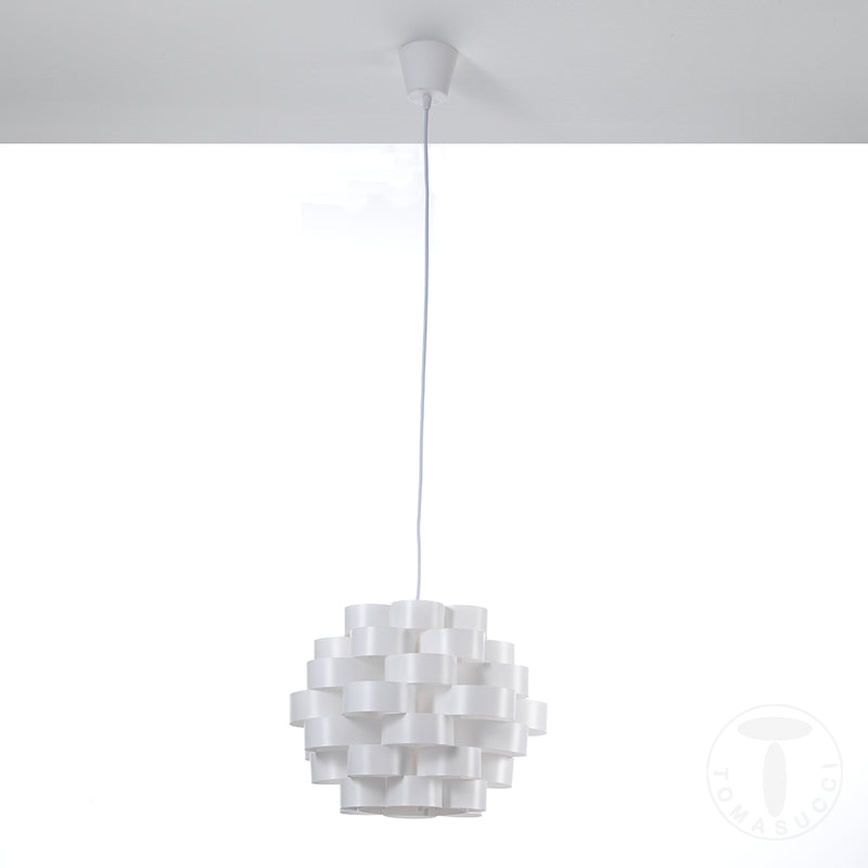 Lampadario design a sospensione tondo colore bianco cm Ø 40x30h