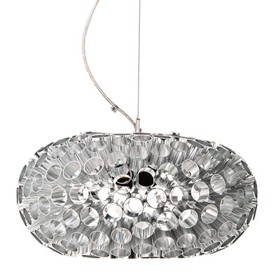 Lampadario design paralume con tubi in metallo cromato cm Ø 38