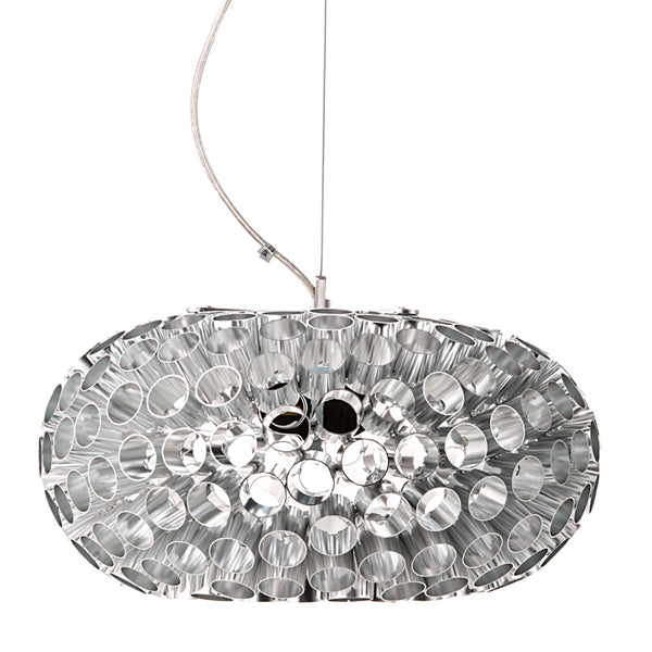 Lampadario design paralume con tubi in metallo cromato cm Ø 38