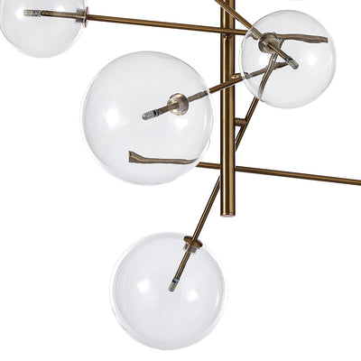 Lampadario a sospensione moderno in metallo ottone anticato e sfere in vetro cm Ø 80x80h