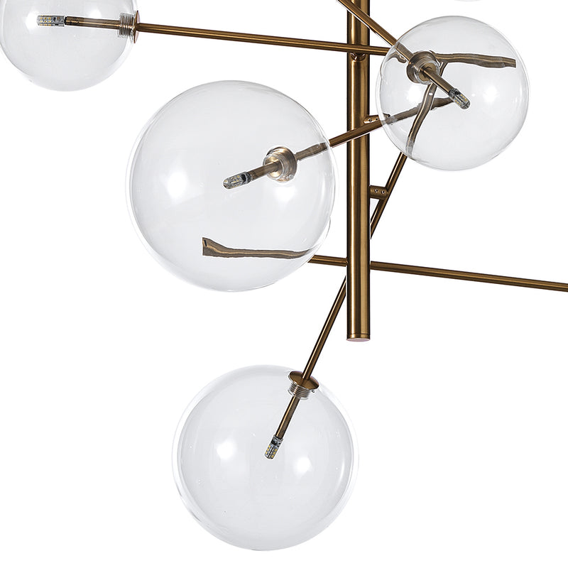 Lampadario a sospensione moderno in metallo ottone anticato e sfere in vetro cm Ø 80x80h