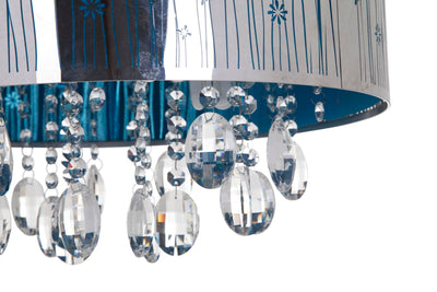 Lampadario moderno da soffitto in metallo con fiori blu e cristalli pendenti cm Ø 40