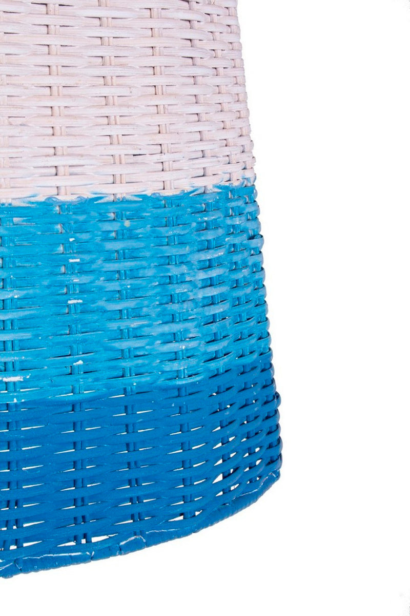 Lampadario stile country in rattan colore bianco e blu per interni o esterni cm Ø37x52h