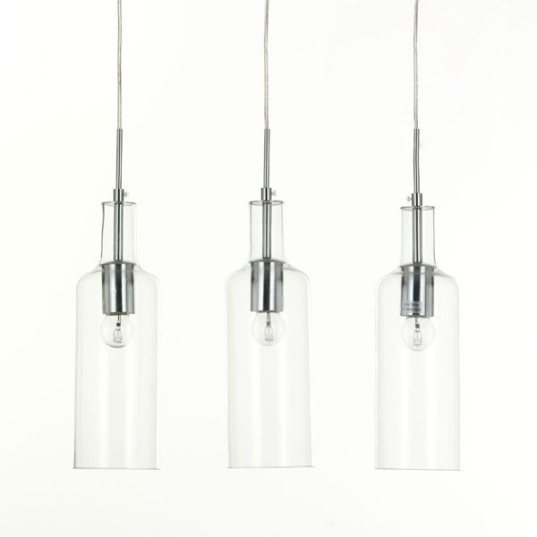 Lampadario moderno in vetro paralumi a forma di bottiglia cm 48x10x110h