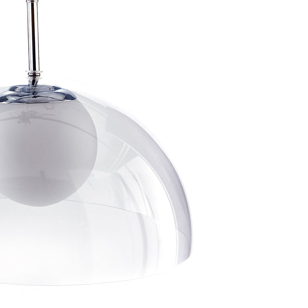 Lampadario moderno a sospensione in PVC trasparente e vetro cm Ø 37x24h