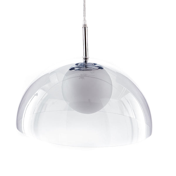 Lampadario moderno a sospensione in PVC trasparente e vetro cm Ø 37x24h