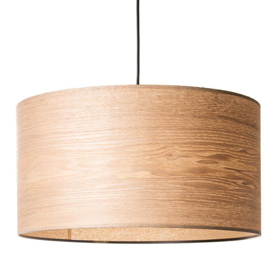 Lampadario moderno per cucina soggiorno paralume tondo effetto legno cm Ø 50x25h