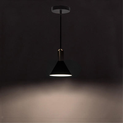 Lampadario a sospensione moderno paralume in metallo nero e ottone cm Ø 16x150h