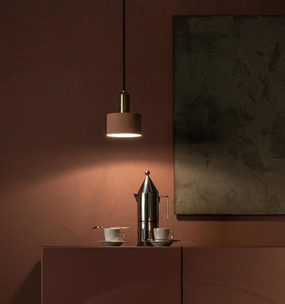Lampadario moderno in metallo colore rosa e ottone cm Ø 13x150h