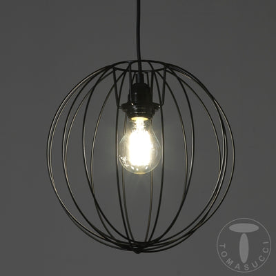 Lampadario a sospensione rotondo una luce paralume in metallo colore nero cm Ø 30x100h