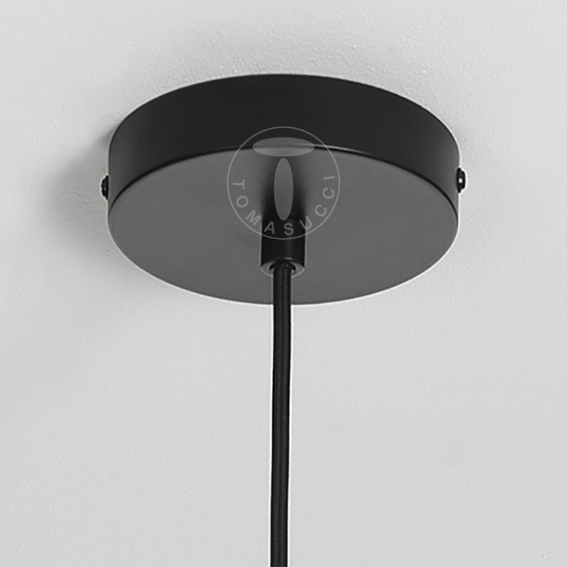 Lampadario moderno a sospensione una luce paralume in metallo nero cm Ø 35x36h