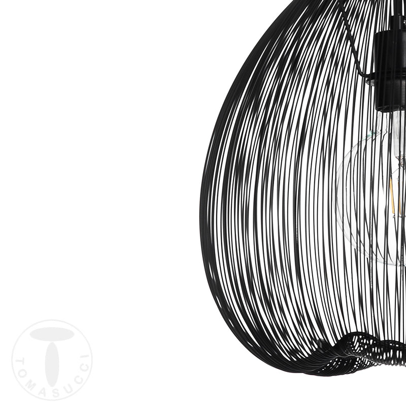 Lampadario moderno a sospensione una luce paralume in metallo nero cm Ø 35x36h