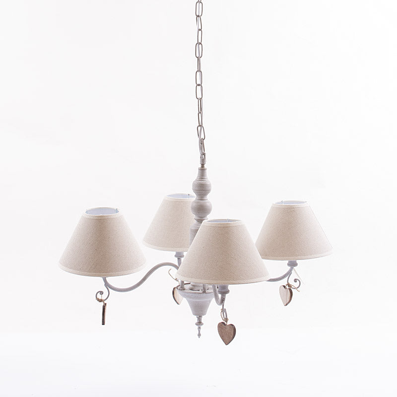 Lampadario a sospensione shabby chic a 4 bracci con pendenti cm 47