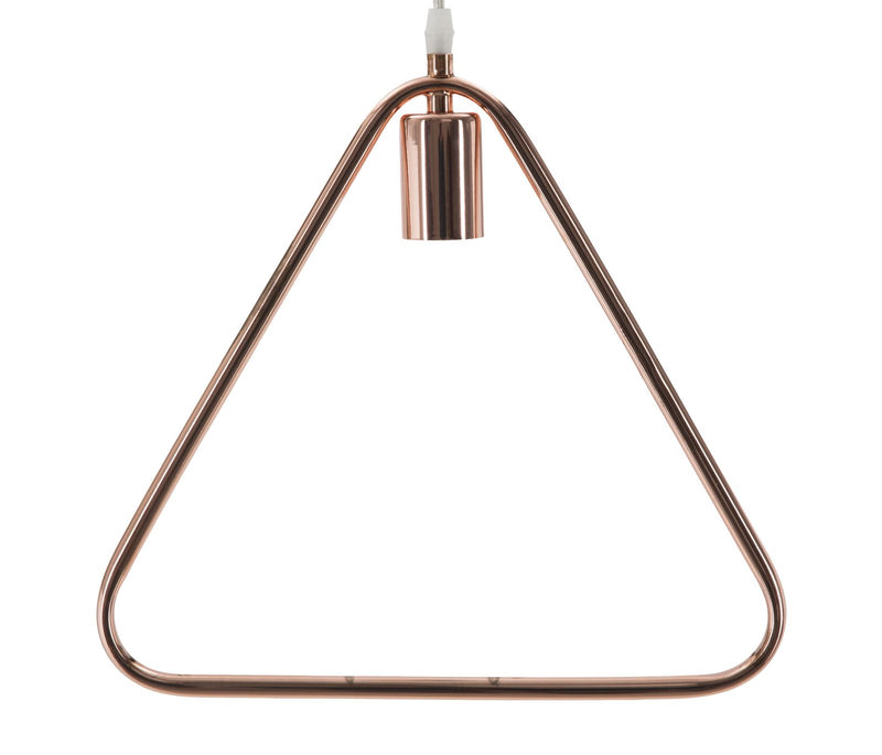 Lampadario una luce moderno a triangolo in metallo colore rame cm 33X2x31h