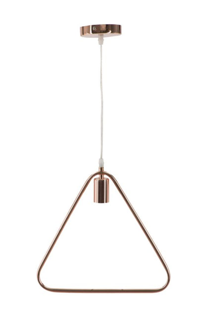 Lampadario una luce moderno a triangolo in metallo colore rame cm 33X2x31h