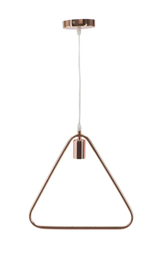 Lampadario una luce moderno a triangolo in metallo colore rame cm 33X2x31h