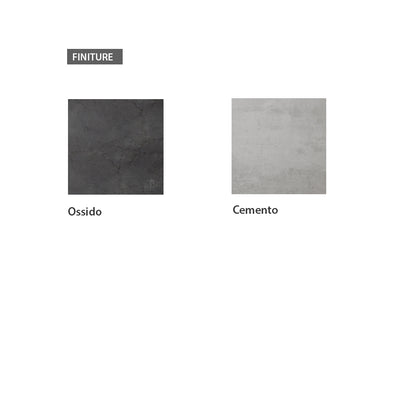 Garda - Libreria moderna colore cemento e ossido con ripiani e 2 ante cm 110x42x190h