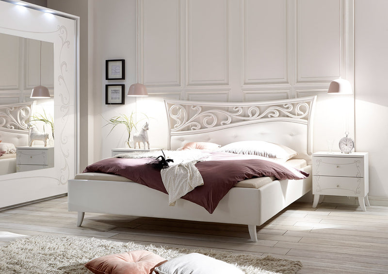 letto design matrimoniale in legno ed ecopelle