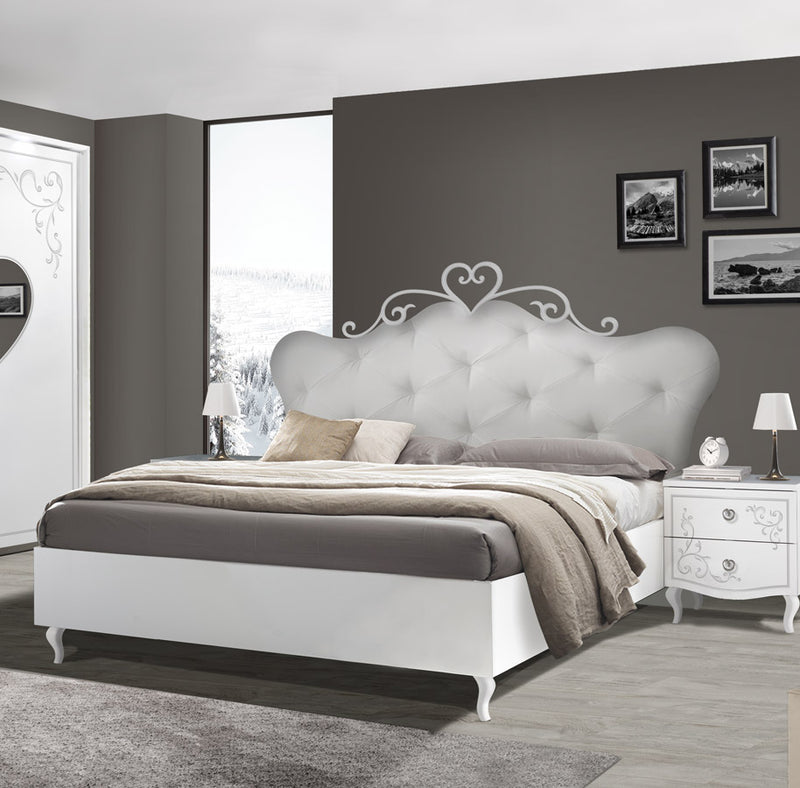 Lovely - Camera completa matrimoniale design classico in legno colore bianco