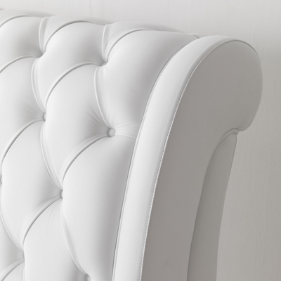 Dolcerick - Letto matrimoniale contenitore design moderno in ecopelle colore bianco cm 253x210