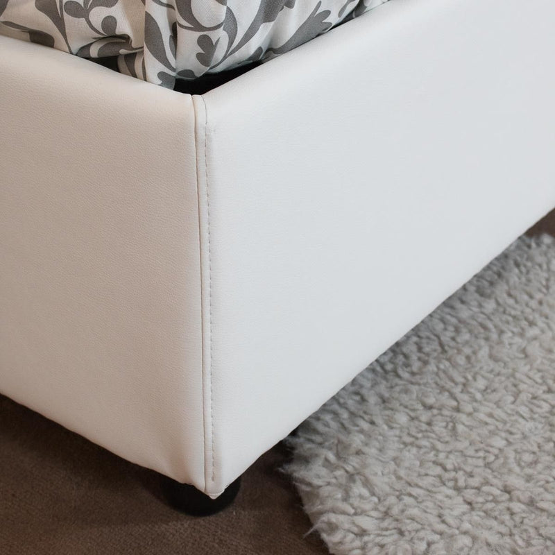 letto contenitore moderno similpelle bianco