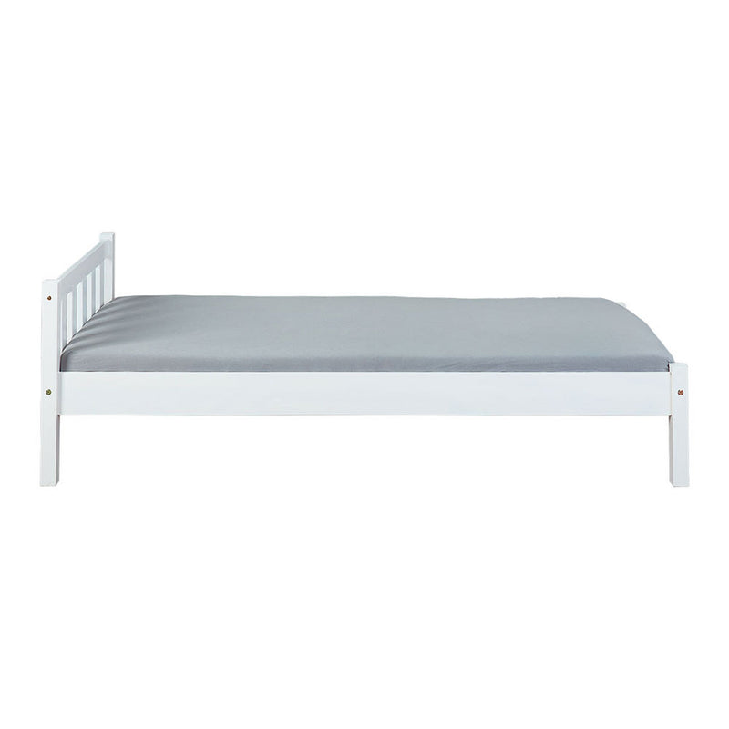 Tobia - Letto singolo classico in legno massello colore bianco cm 90x200