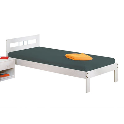 Imer - Letto moderno singolo in legno massello colore bianco cm 96x206x72h