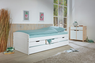 Almir - Letto moderno singolo da cameretta con letto estraibile e cassetti cm 98x205x63h