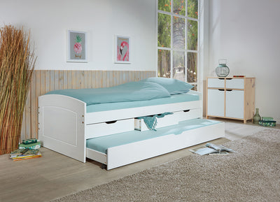 Almir - Letto moderno singolo da cameretta con letto estraibile e cassetti cm 98x205x63h