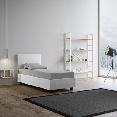 letto singolo in similpelle bianco