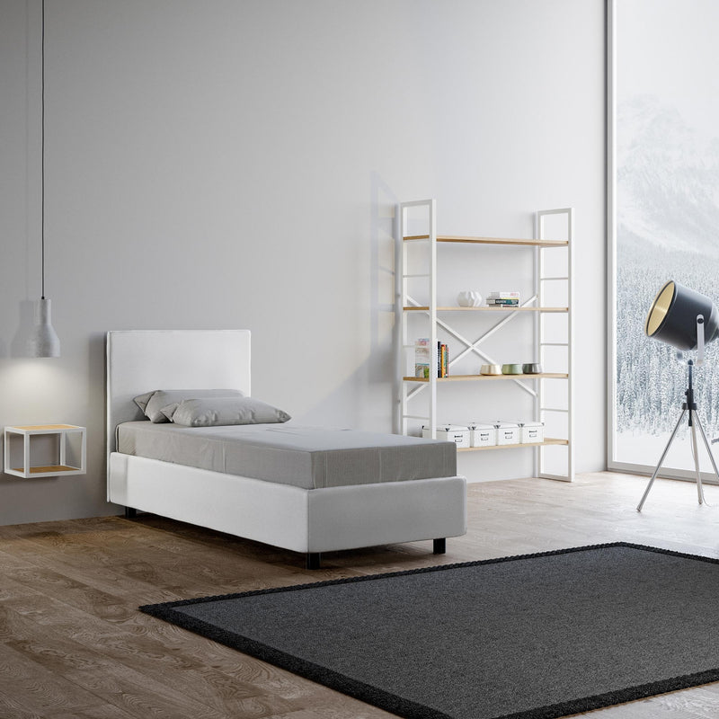 letto singolo in similpelle bianco