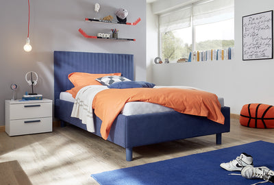 letto singolo per cameretta moderno in tessuto colore blu