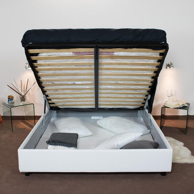 letto singolo sommier in similpelle con contenitore o senza