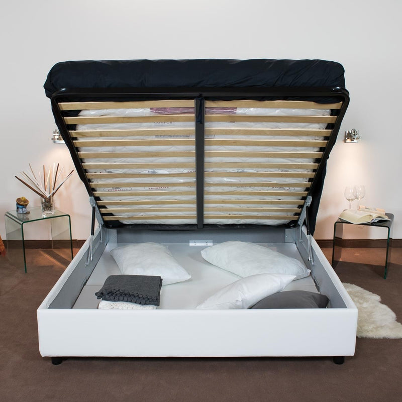 letto singolo sommier in similpelle con contenitore o senza