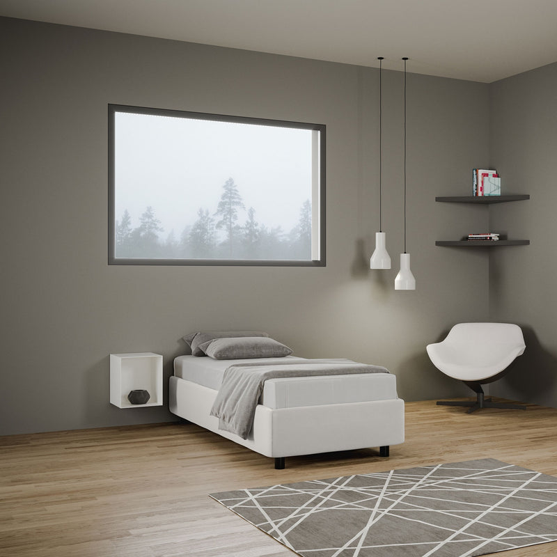 letto singolo sommier in similpelle con contenitore o senza