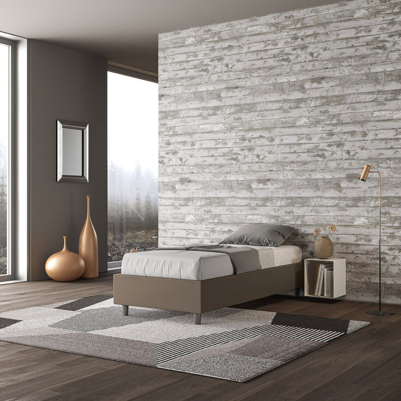 letto sommier singolo senza testiera in similpelle colore cappuccino