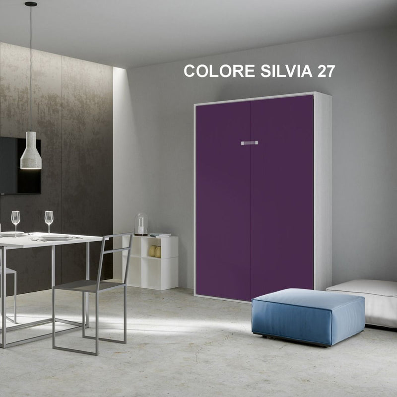 letto una piazza e mezza in legno e similpelle colore viola