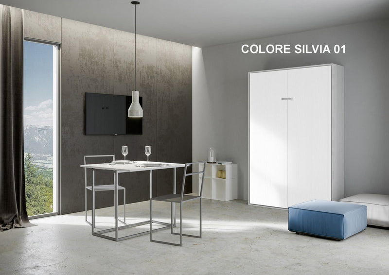 letto una piazza e mezza in legno e similpelle colore bianco