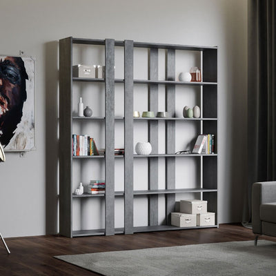 Climene - Libreria design moderno in legno con 5 ripiani cm 178x34x204h - vari colori