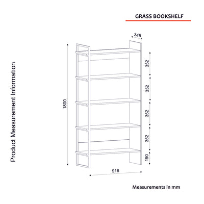 Scaffale libreria in legno per casa o ufficio 4 ripiani design industrial cm 92x35x180h