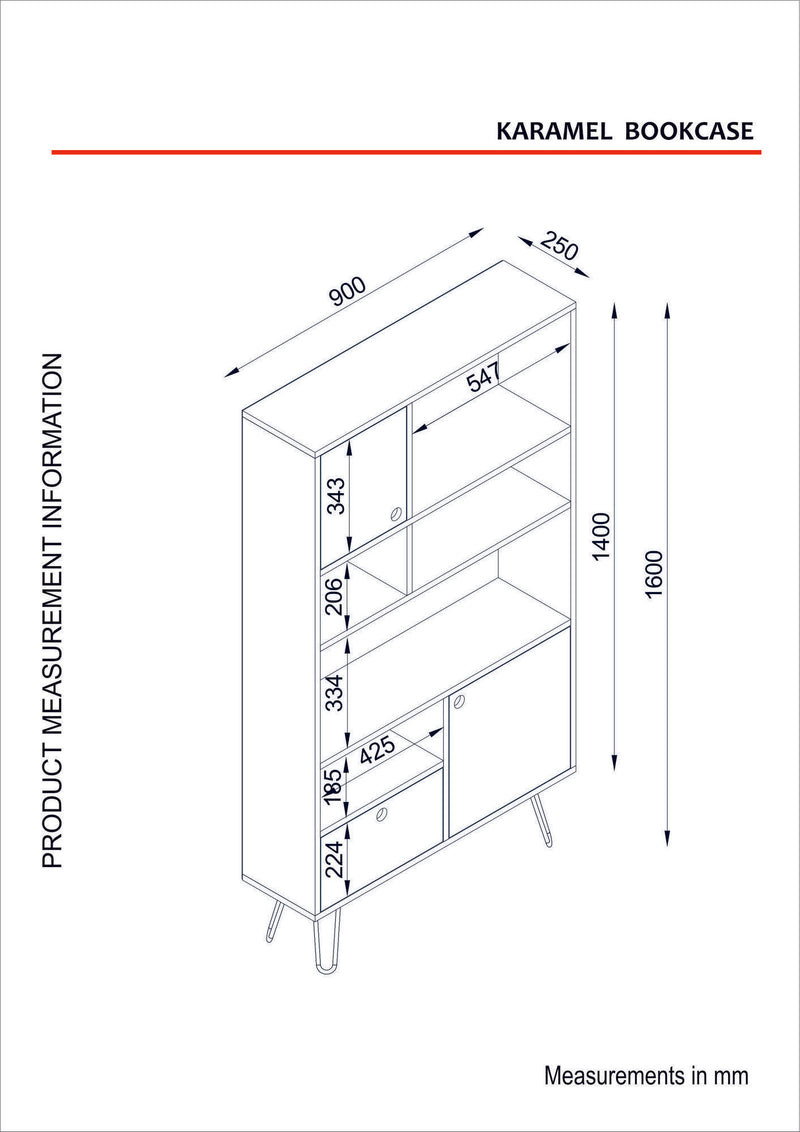 Libreria colorata in legno moderna 3 vani a giorno 3 ante casa e ufficio cm 110x30x140h