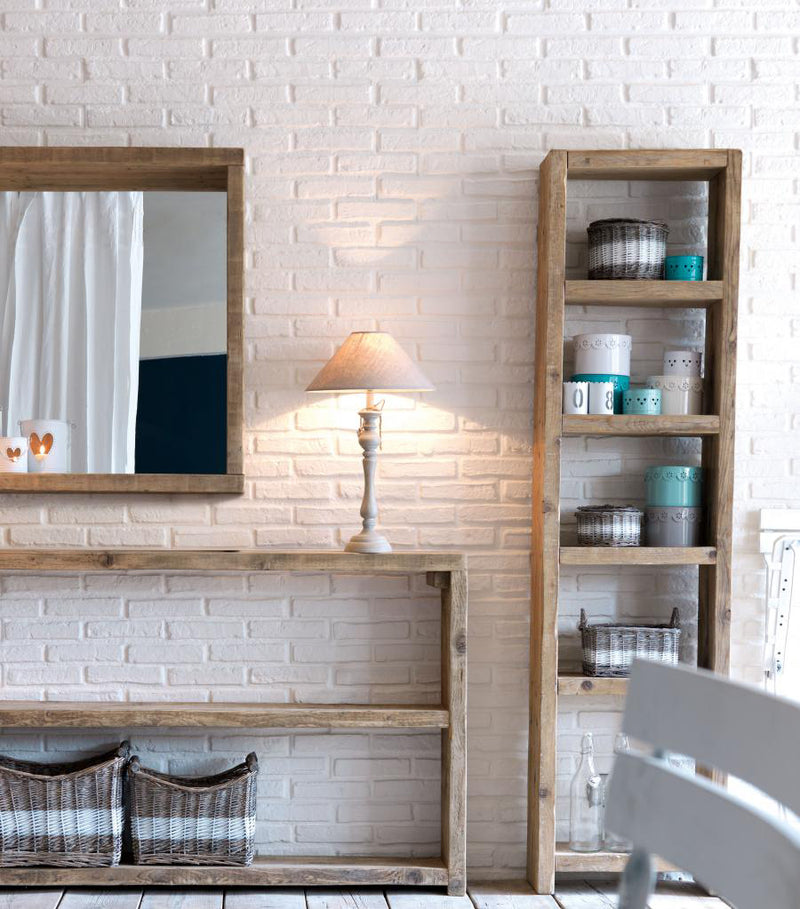 Libreria alta scaffale in legno di recupero stile country cm 50x22x190h