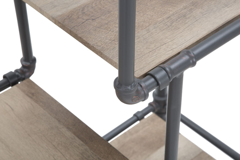 Libreria alta scaffale con tubi in ferro e ripiani in legno stile industriale cm 93x47x190h