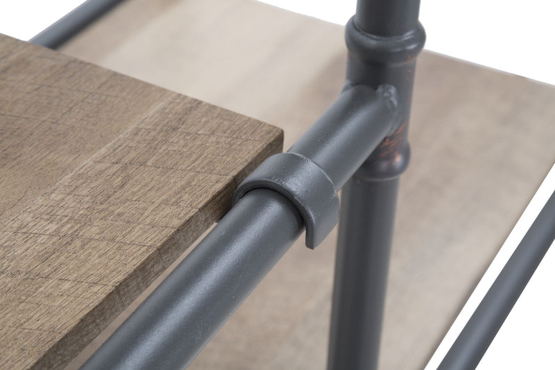 Libreria alta scaffale con tubi in ferro e ripiani in legno stile industriale cm 93x47x190h