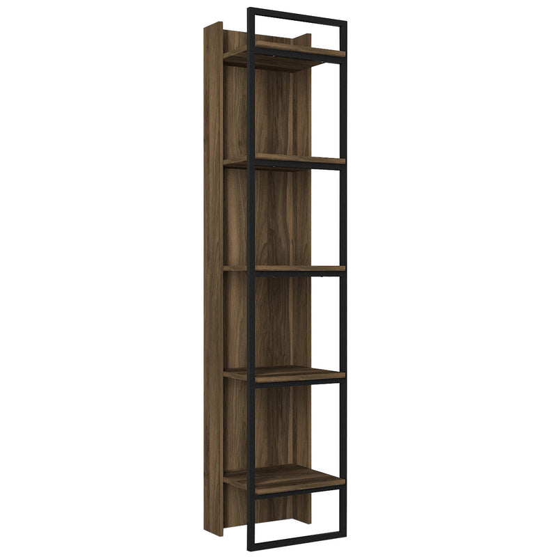 Libreria alta design vintage e industrial a 6 ripiani in legno e metallo cm 39x37x180h